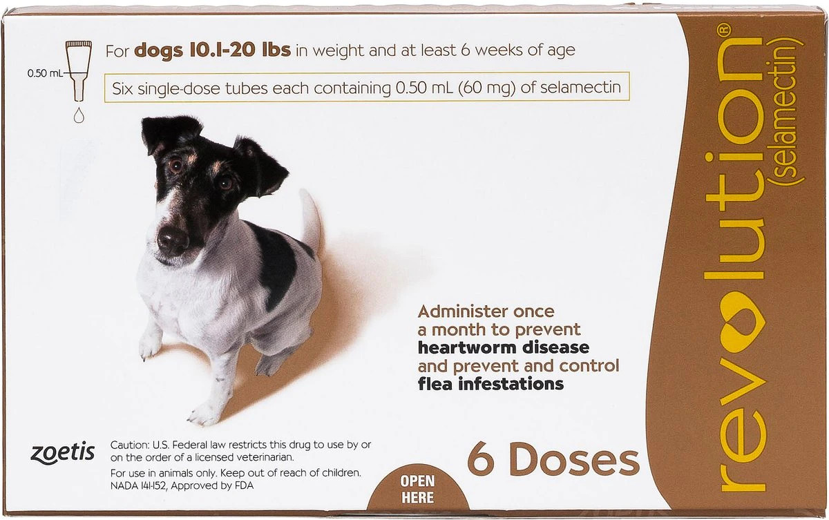 Revolution Topical Solution for Dogs, 10.1-20 lbs, 6 doses