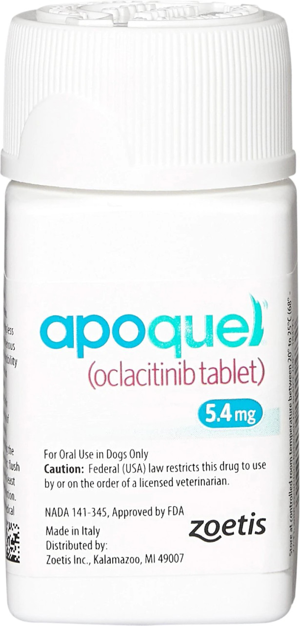 A 100 ct bottle of Apoquel 5.4mg Tablets