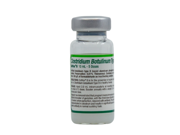 A 10 ml vial of Neogen BotVax B for equine use