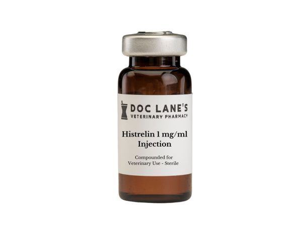 A bottle of Histrelin Acetate 0.55mg/ml Injection for veterinary use.