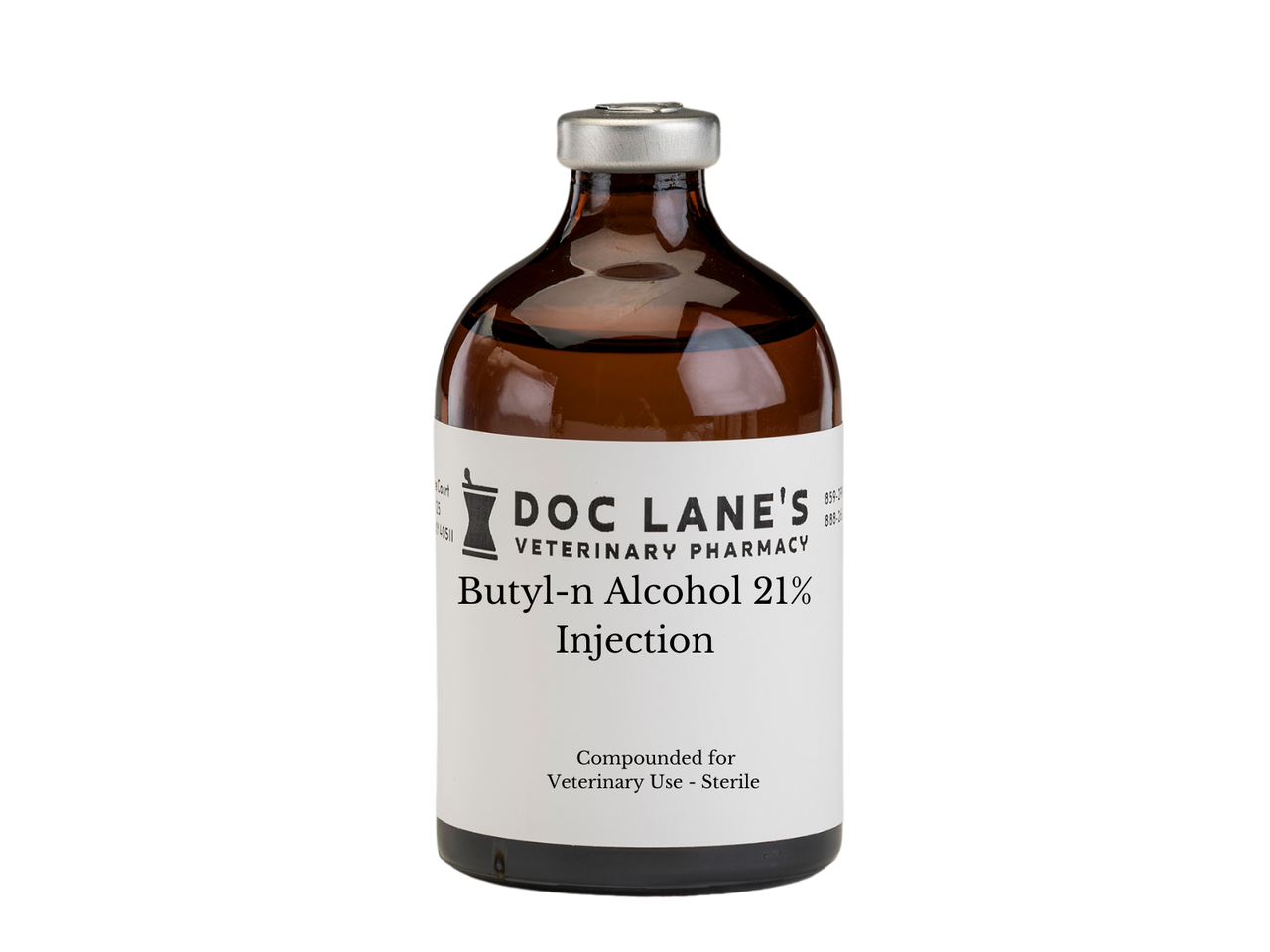 Butyl-n Alcohol 21% Injection compounded by Doc Lane's Veterinary Pharmacy.