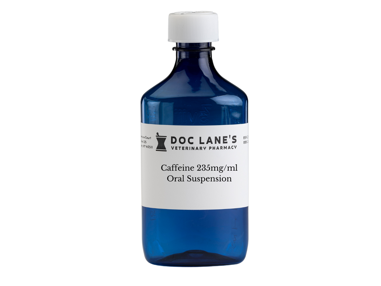 Caffeine 235 mg/ml Oral Suspension compounded by Doc Lane's Veterinary Pharmacy.