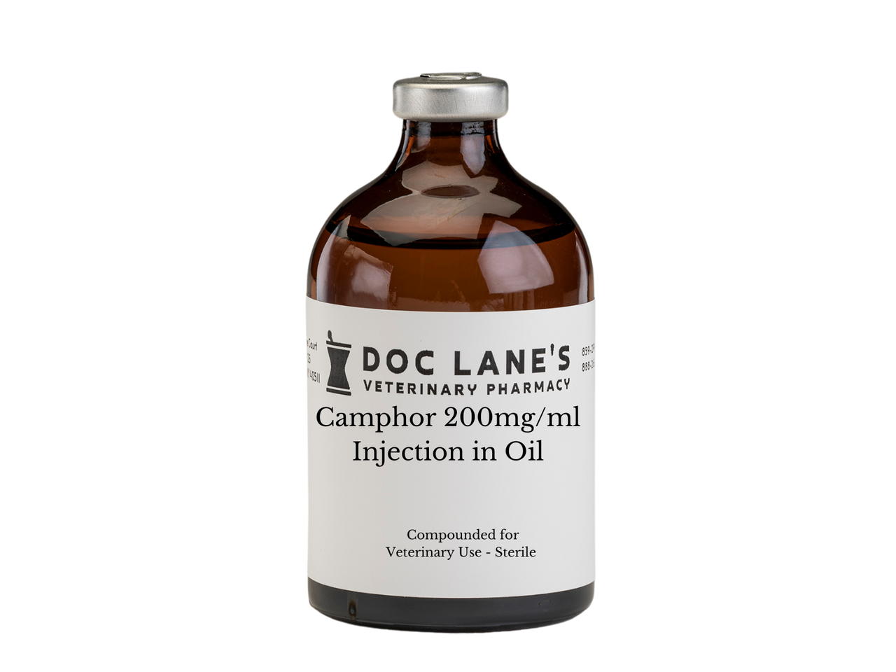 Camphor 200 mg/ml Injection in Oil compounded by Doc Lane's Veterinary Pharmacy.