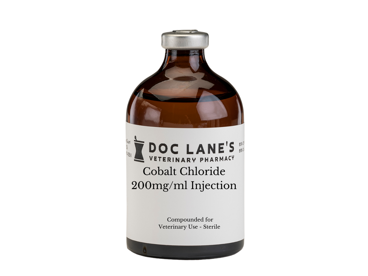 Cobalt Chloride 200 mg/ml Injection compounded by Doc Lane's Veterinary Pharmacy.