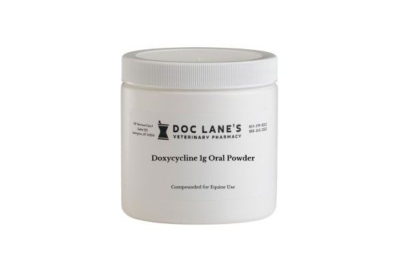 Doxycycline 1 g Oral Powder compounded by Doc Lane's Veterinary Pharmacy.