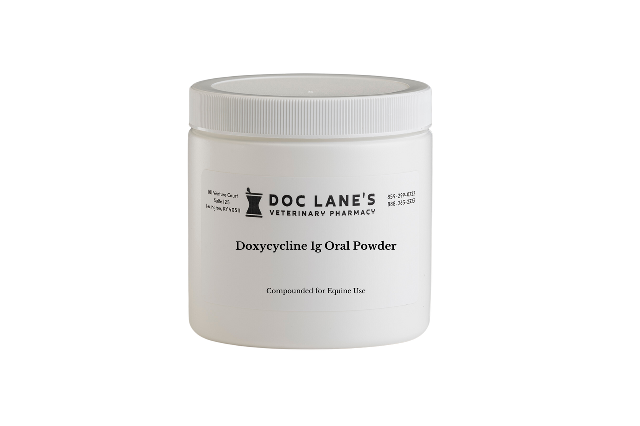 Doxycycline 1 g Oral Powder compounded by Doc Lane's Veterinary Pharmacy.