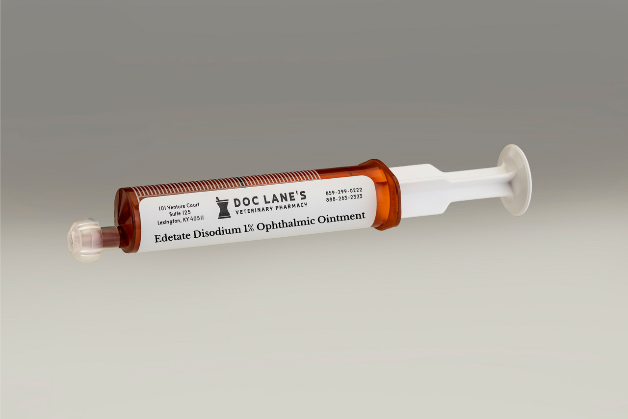 Edetate Disodium 2% Ophthalmic Ointment compounded by Doc Lane's Veterinary Pharmacy.