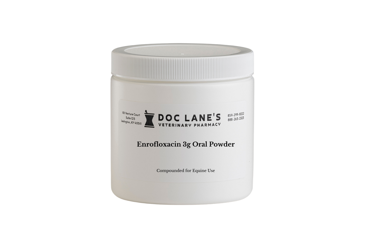 Enrofloxacin 3 g Oral Powder compounded by Doc Lane's Veterinary Pharmacy.