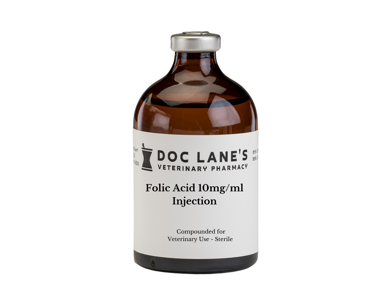 Folic Acid 10 mg/ml Injection compounded by Doc Lane's Veterinary Pharmacy.