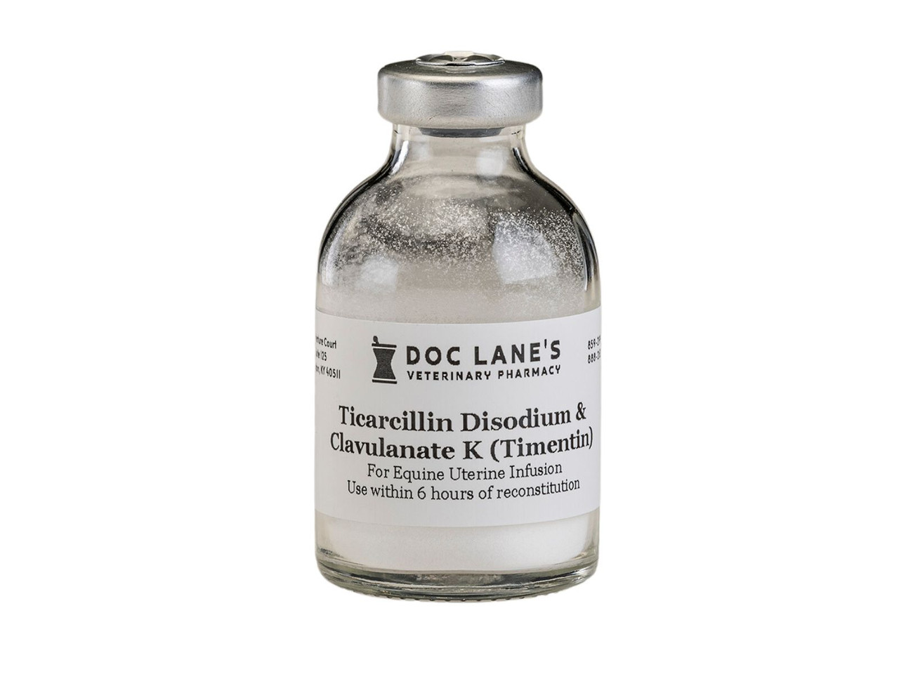 A bottle of Timentin 3.1 g Powder for Reconstitution for veterinary use.