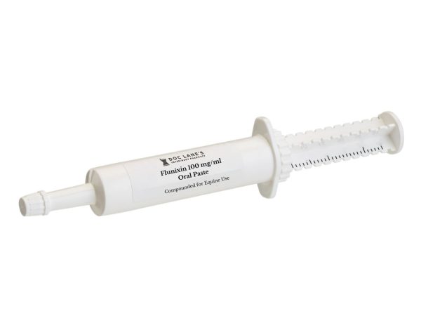 A tube of Flunixin 100mg/ml paste for veterinary use.