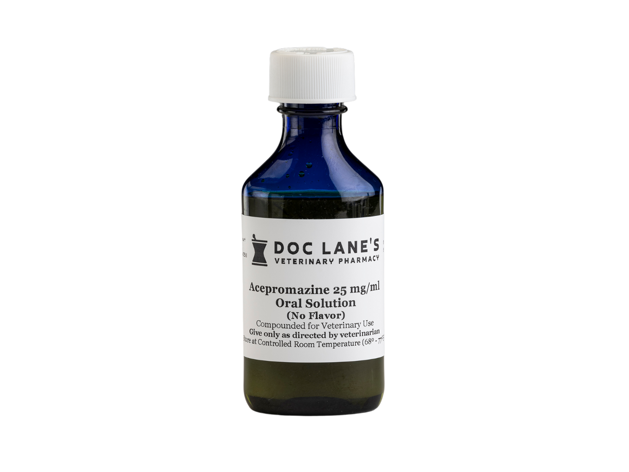 A bottle of Acepromazine 25 mg/ml Oral Solution for veterinary use.
