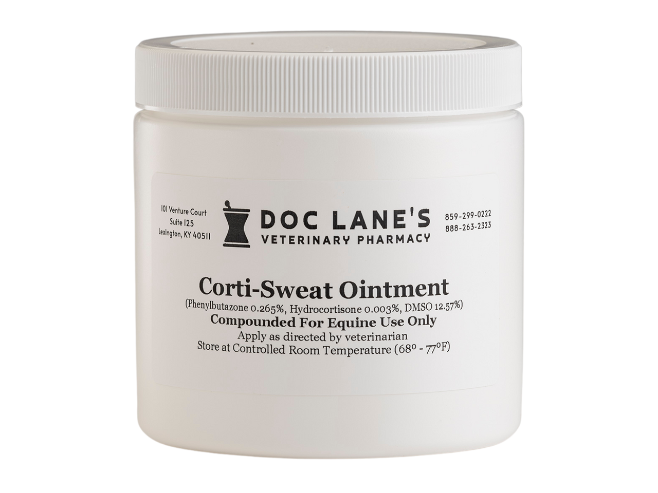 A Jar of Corti-Sweat Ointment Plus Diclofenac for veterinary use.