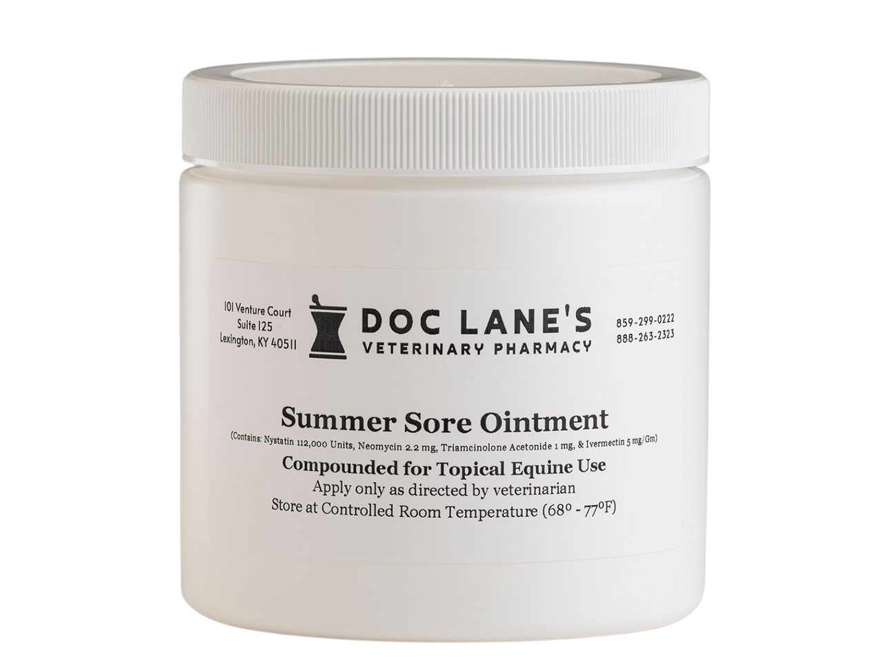 A bottle of Summer Sore Ointment (NNTI) for veterinary use.