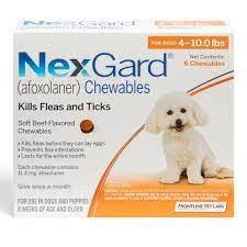 NexGard Chew for Dogs, 4-10 lbs (Orange Box)